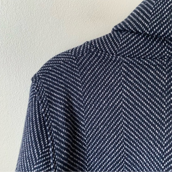 J. CREW Navy Herringbone Turtleneck Sweater Navy Blue White Large - Picture 4 of 10